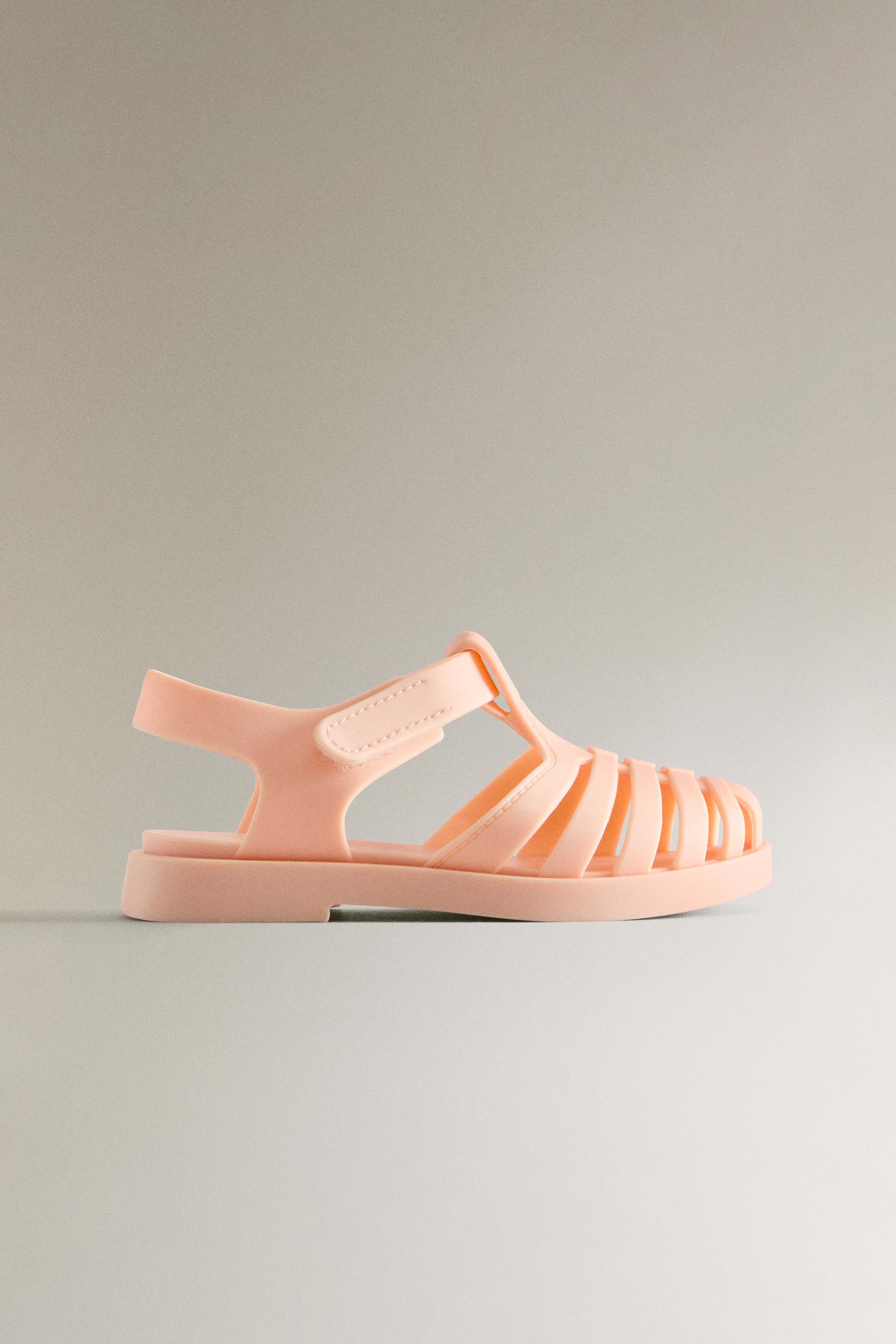 RUBBERIZED CAGE SANDALS WITH HOOK-AND-LOOP STRAP